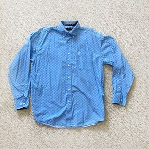 Button Down Mens Wrangler George Strait Collection Western Blue Shirt Large